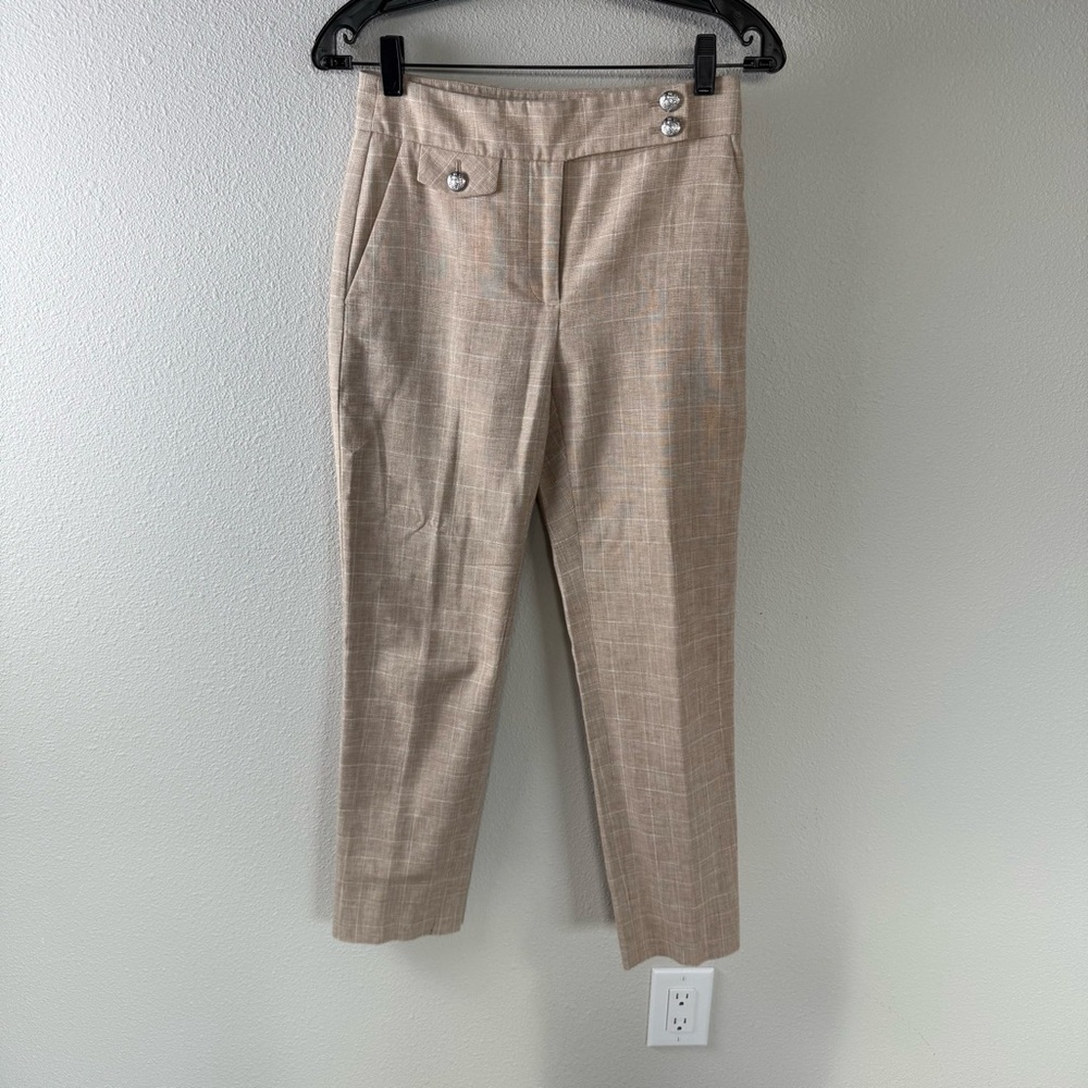 Veronica Beard Renzo Cropped Pants Plaid Brown Business Casual Women’s Size 0 - Picture 4 of 14